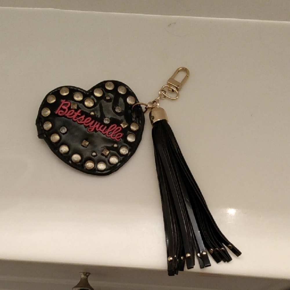 BETSEYVILLE Black Keychain Bag Fob Purse Tag with Tassel